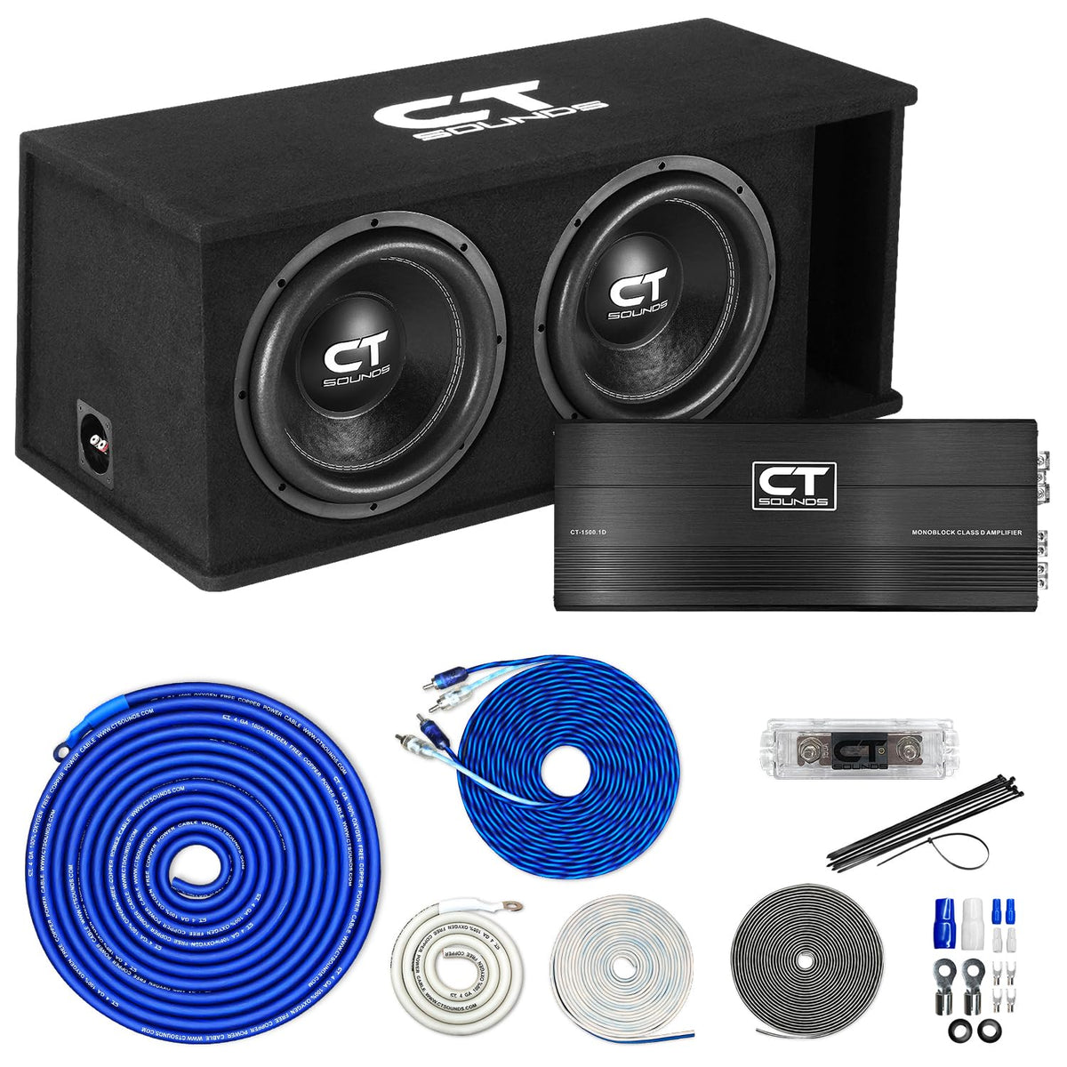 Dual 12” 2600W Subwoofer Box and Amplifier D8795