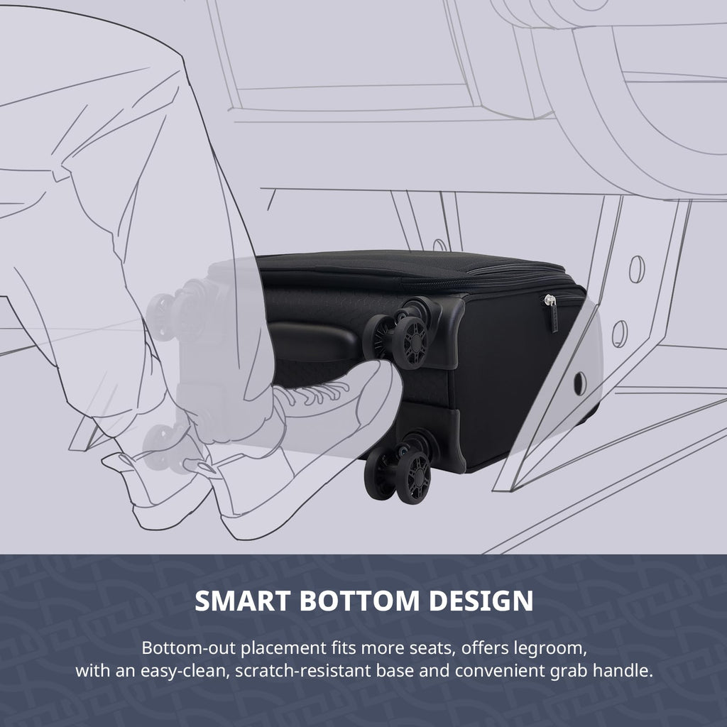 14-Inch Underseat Carry On Luggage with Spinner Wheels & USB Charging Port N560569