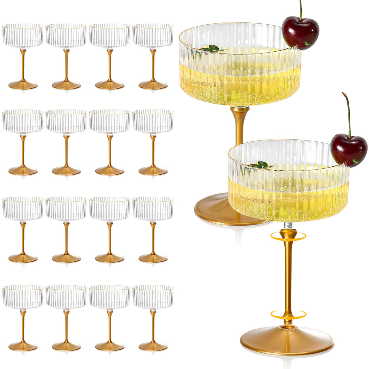 24 Pcs 9 Oz Champagne Martini Glasses Set S3487