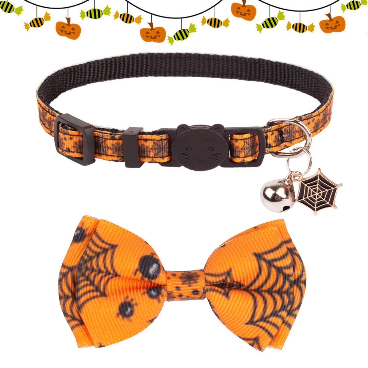 Halloween Cat Collar with Bow Bell A7271