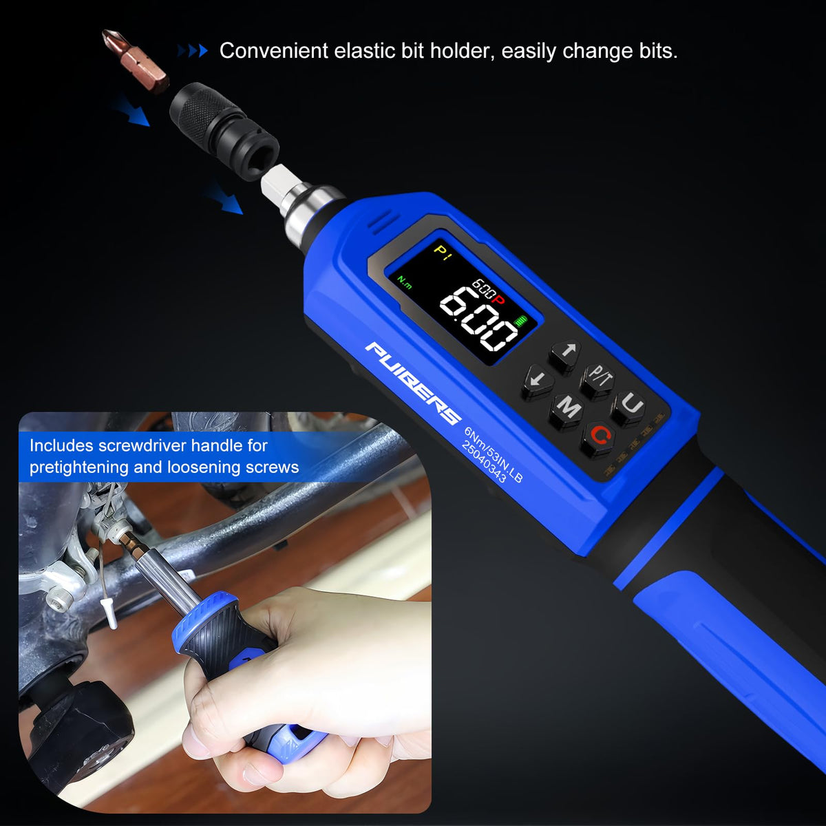 46 Pcs Digital Torque Screwdriver Set 1/4" Adjustable G44799