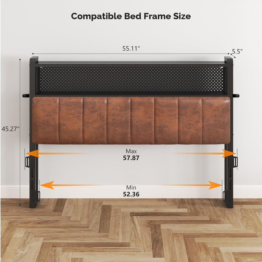 Full Size Faux PU Leather Upholstered Headboard with Charging Stations V330
