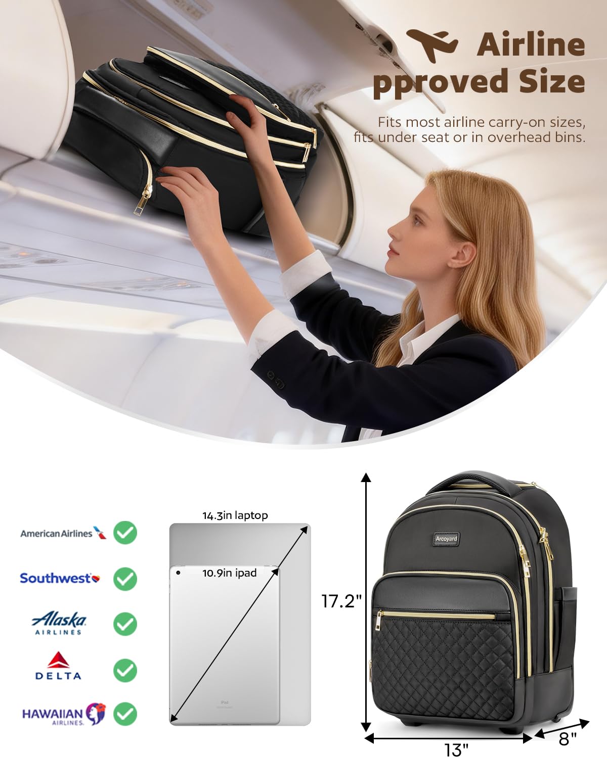 Rolling Backpack with Wheels R5084