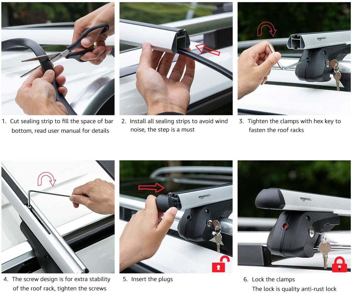 Black/Silver Cross Rail Roof Rack, 52 inches, Pack of 2 D6079