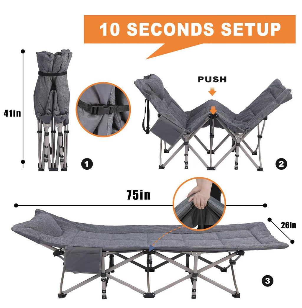 Heavy Duty Camping Cot with Mattress E313