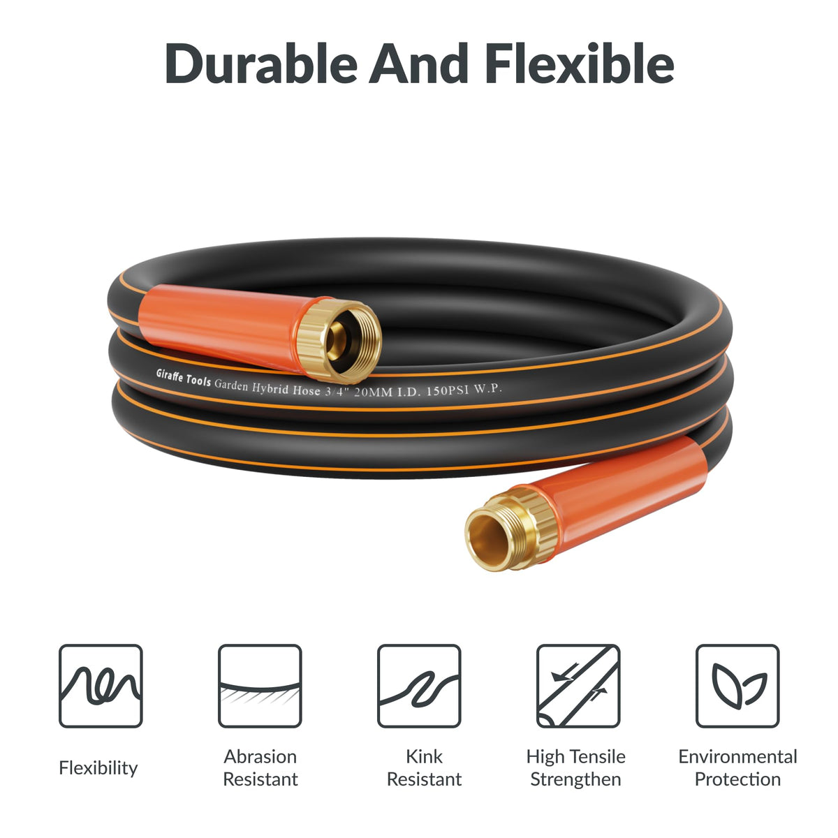 Garden Hose 25ft x 3/4" Heavy Duty Hybrid Lightweight O33537