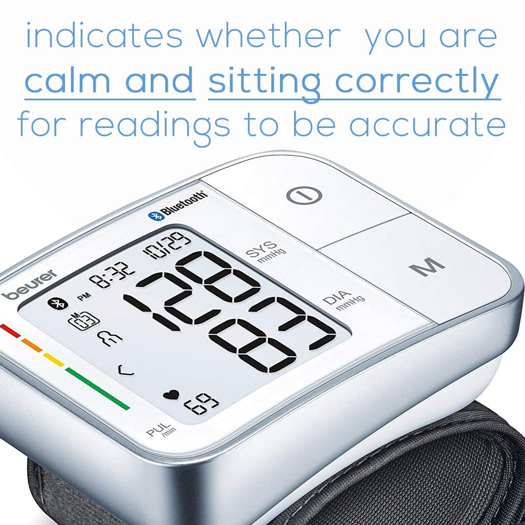 Bluetooth Automatic Wrist Blood Pressure Monitor with Large LCD Display A959003