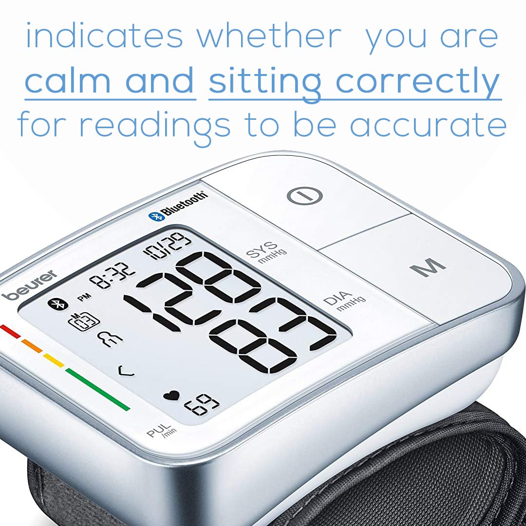 Bluetooth Automatic Wrist Blood Pressure Monitor with Large LCD Display A959003