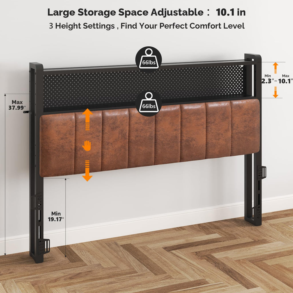 Full Size Faux PU Leather Upholstered Headboard with Charging Stations V330