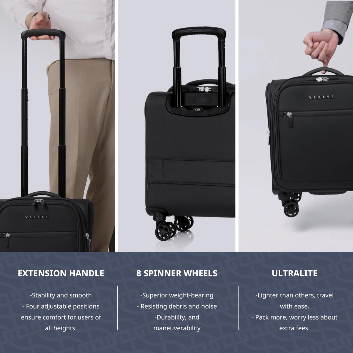14-Inch Underseat Carry On Luggage with Spinner Wheels & USB Charging Port N560569