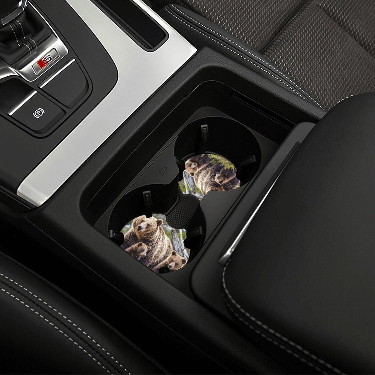 Black Drink Coasters with Metal Holder Set of 2 J66572