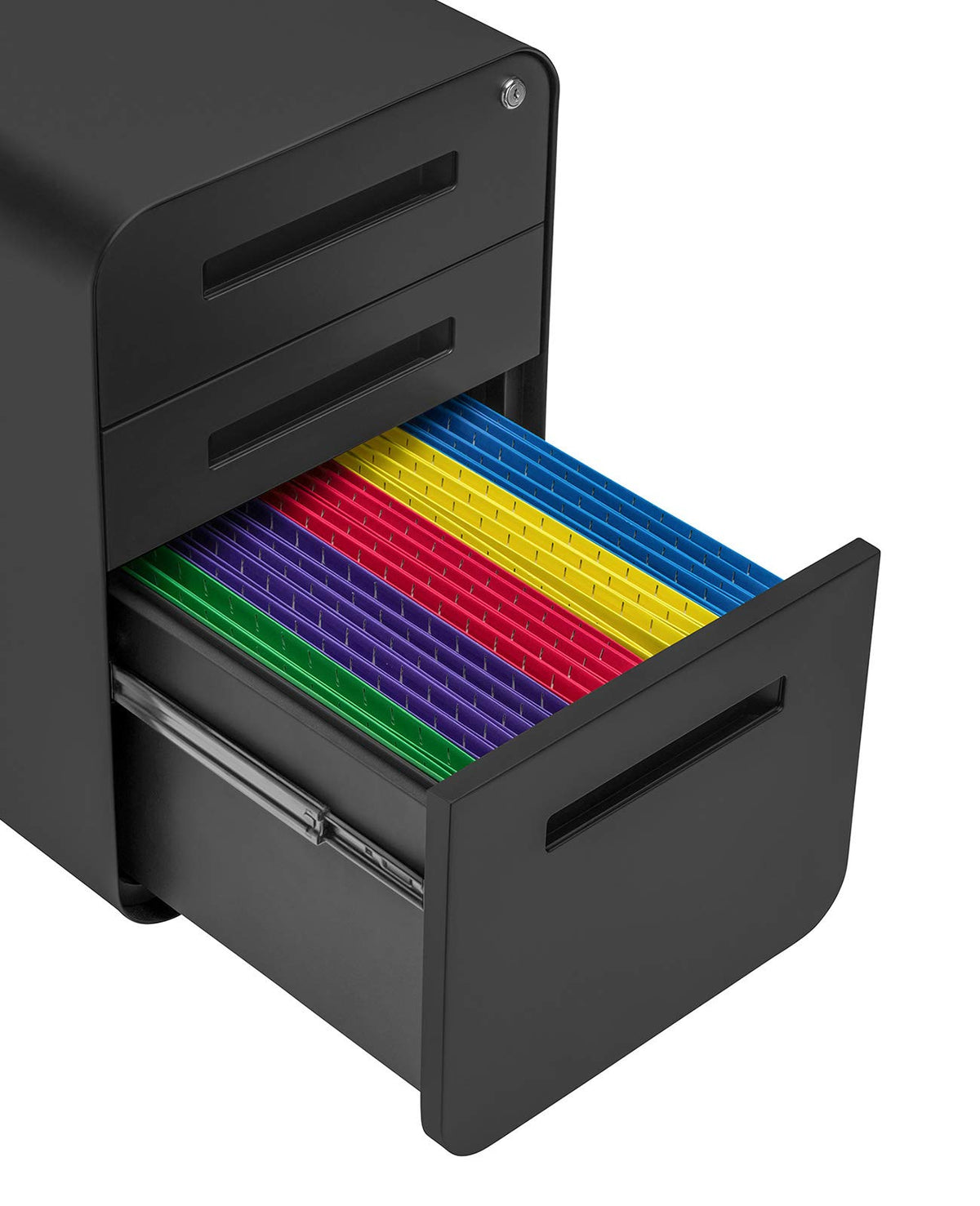 3 Drawer Black Metal File Cabinet with Lock V473