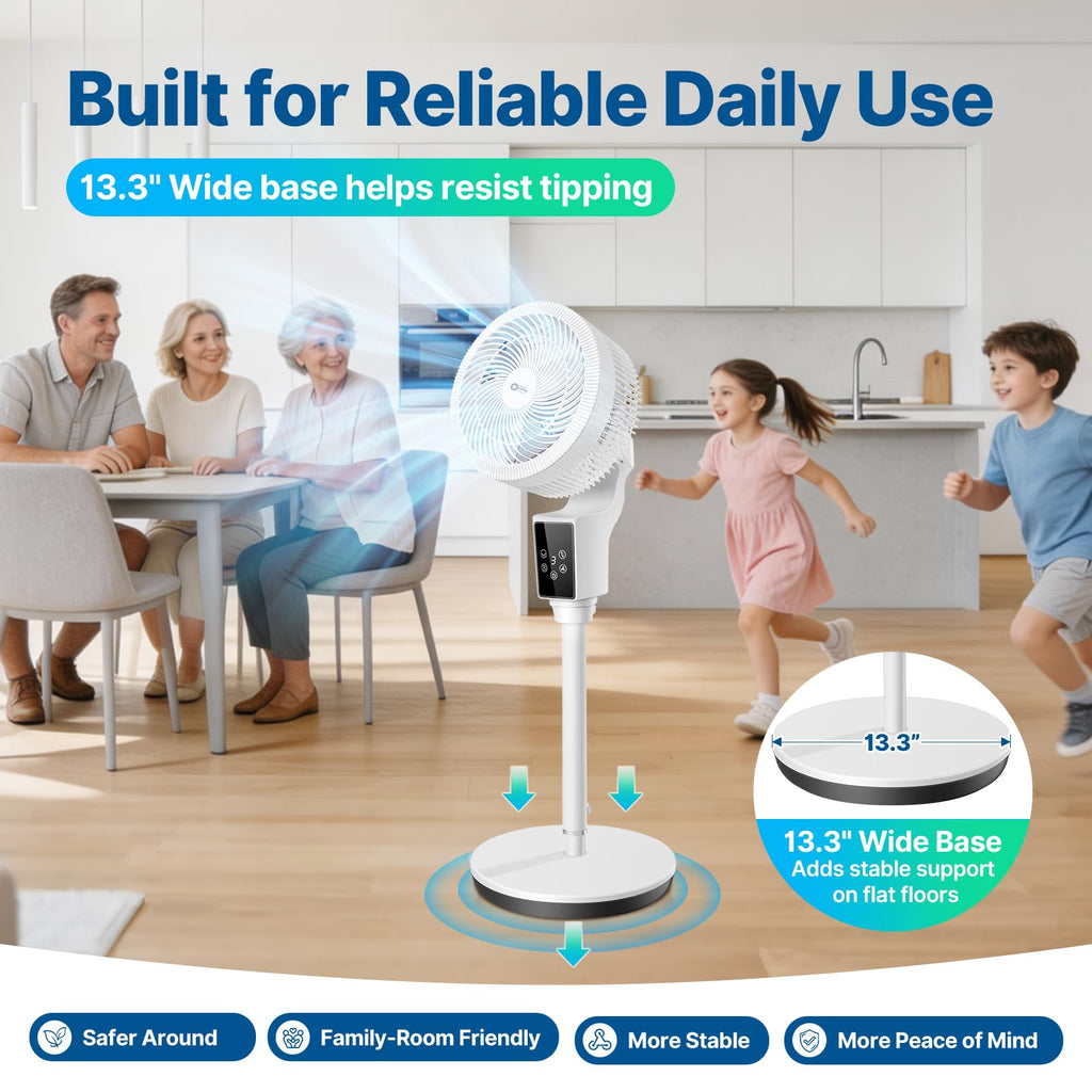 Oscillating Fan, 360° Air Circulator Pedestal Fan, 43.3” Adjustable Height R9667