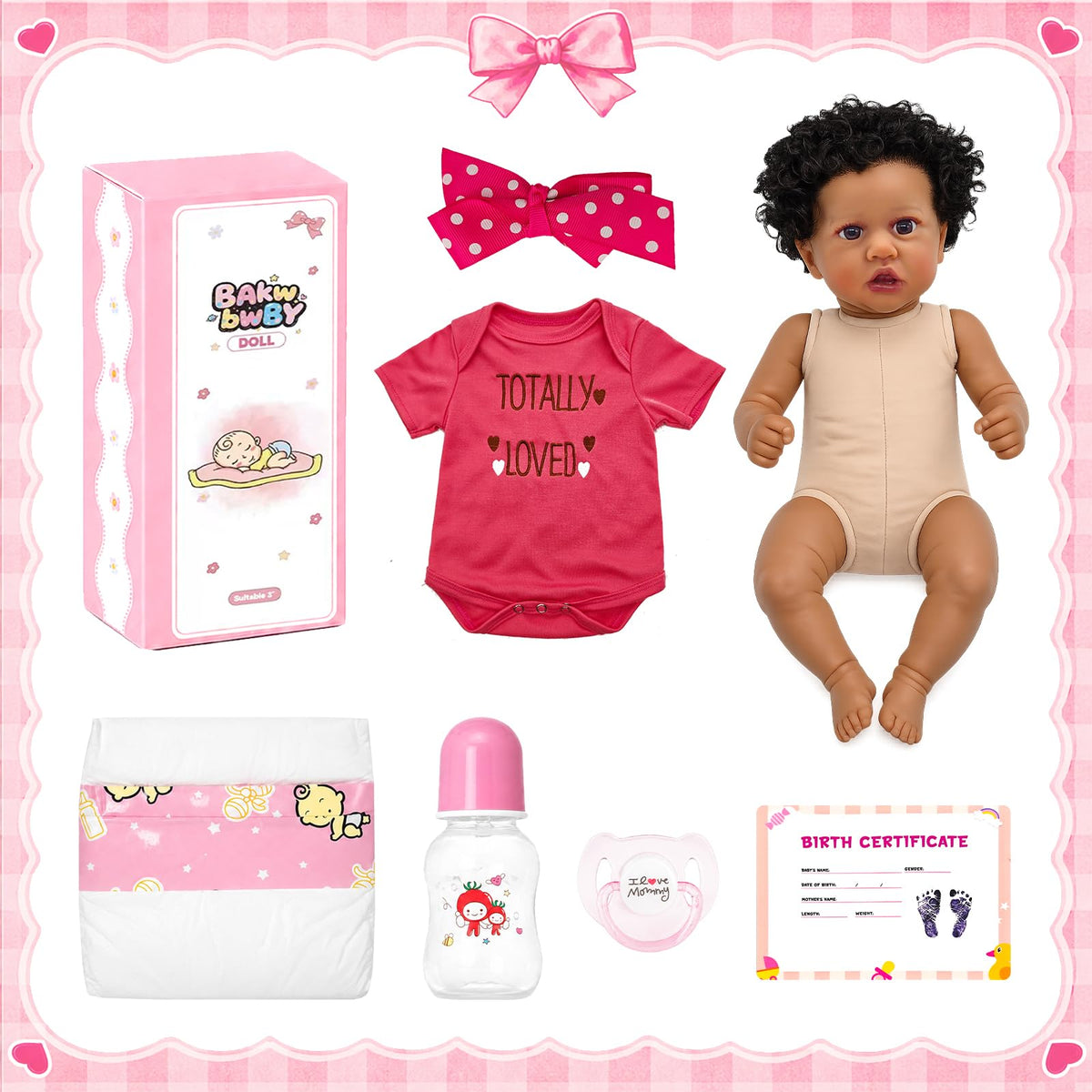 20 Inch Weighted Black Reborn Baby Doll I6633