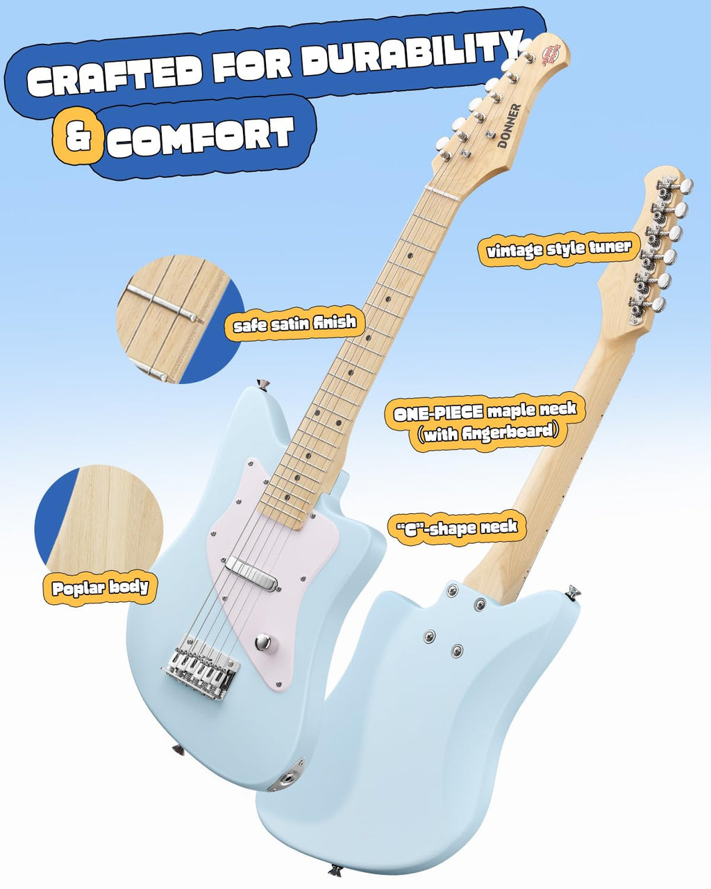 30 Inch Kids Electric Guitar Beginner Kit Blue Z2356
