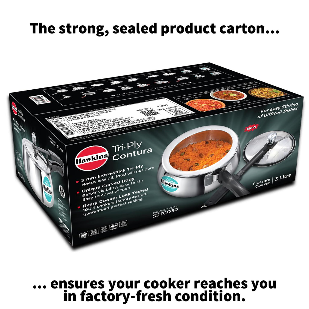 3 Litre Triply Stainless Steel Pressure Cooker L455