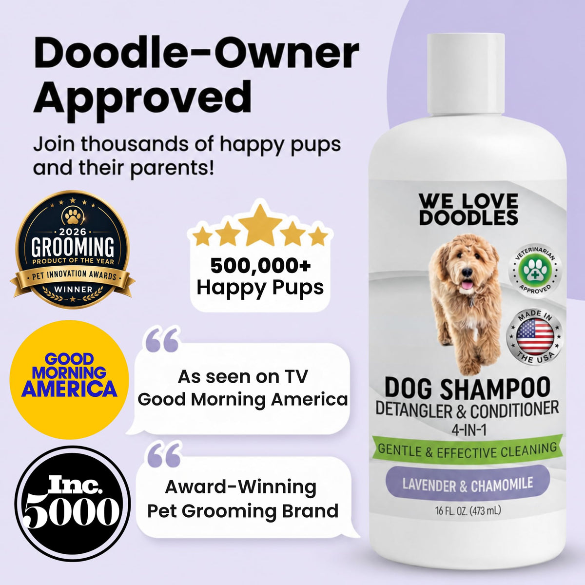 Hypoallergenic Tearless Dog Shampoo, Conditioner & Detangler 16OZ N29960