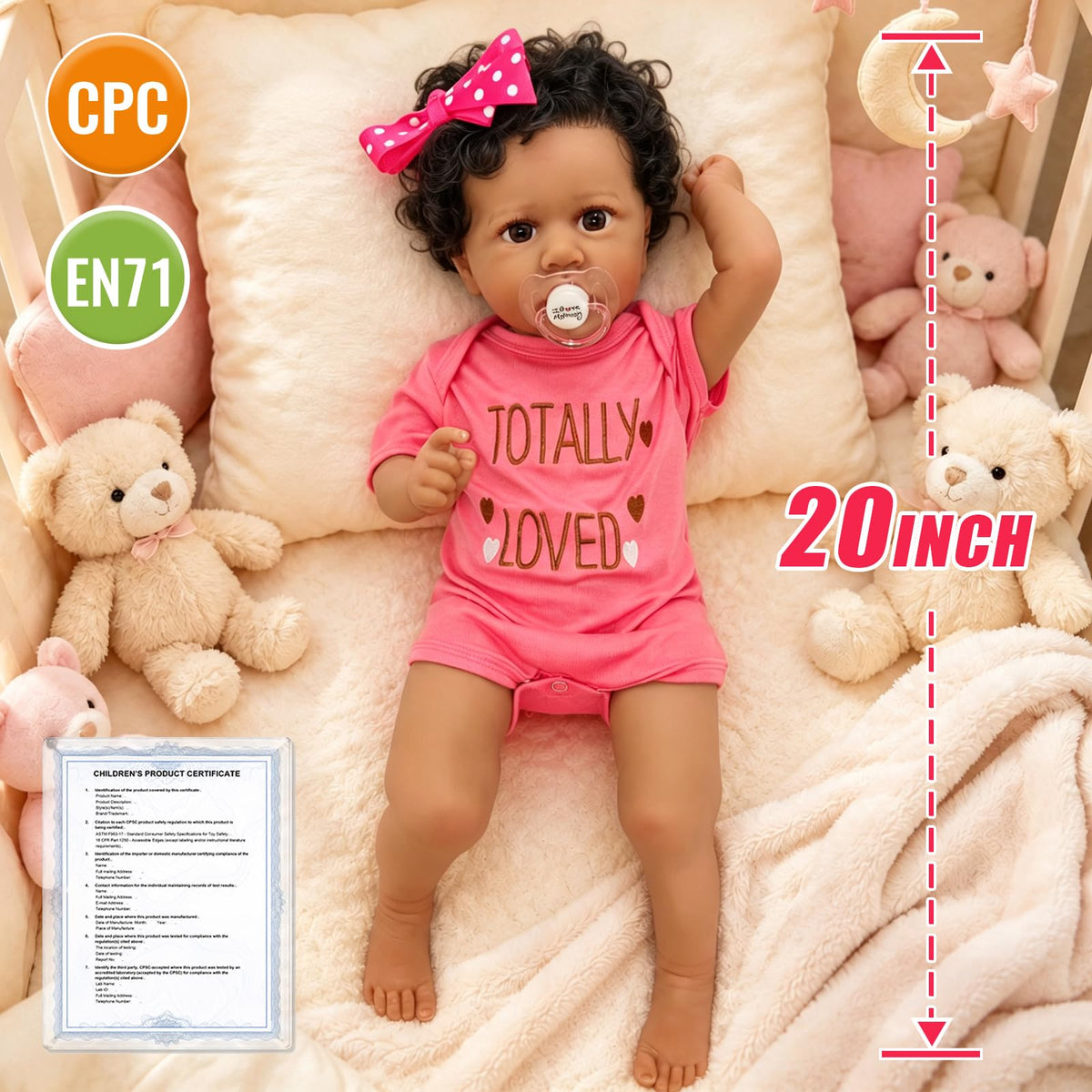 20 Inch Weighted Black Reborn Baby Doll I6633