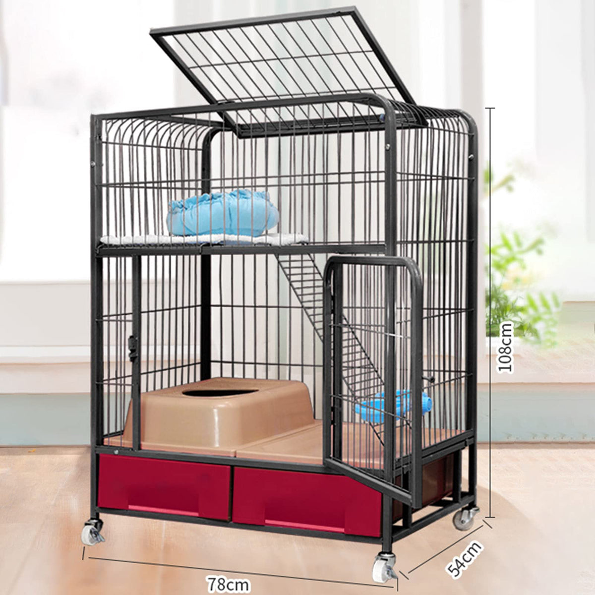 Heavy Duty Metal Dog Crate with Four Wheels C26581