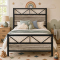 Wash Grey Twin Size Bed Frame with Tall Headboard A687213