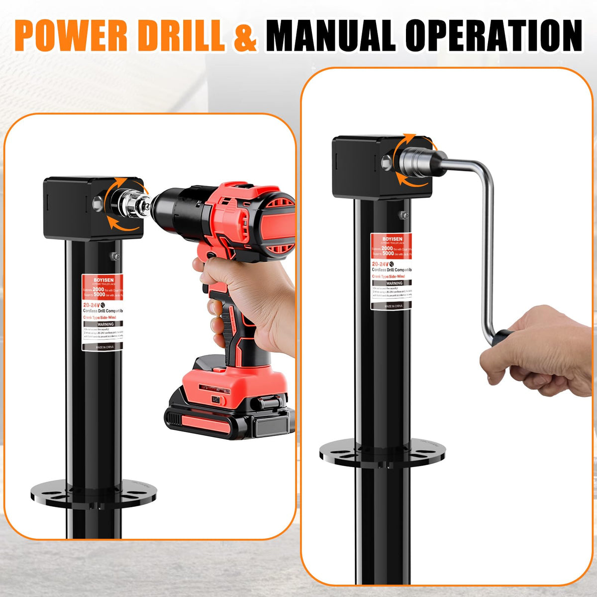 A-Frame Trailer Jack 2-in-1 5000lbs Foot Plate & 2000lbs Dual-Wheel A39310