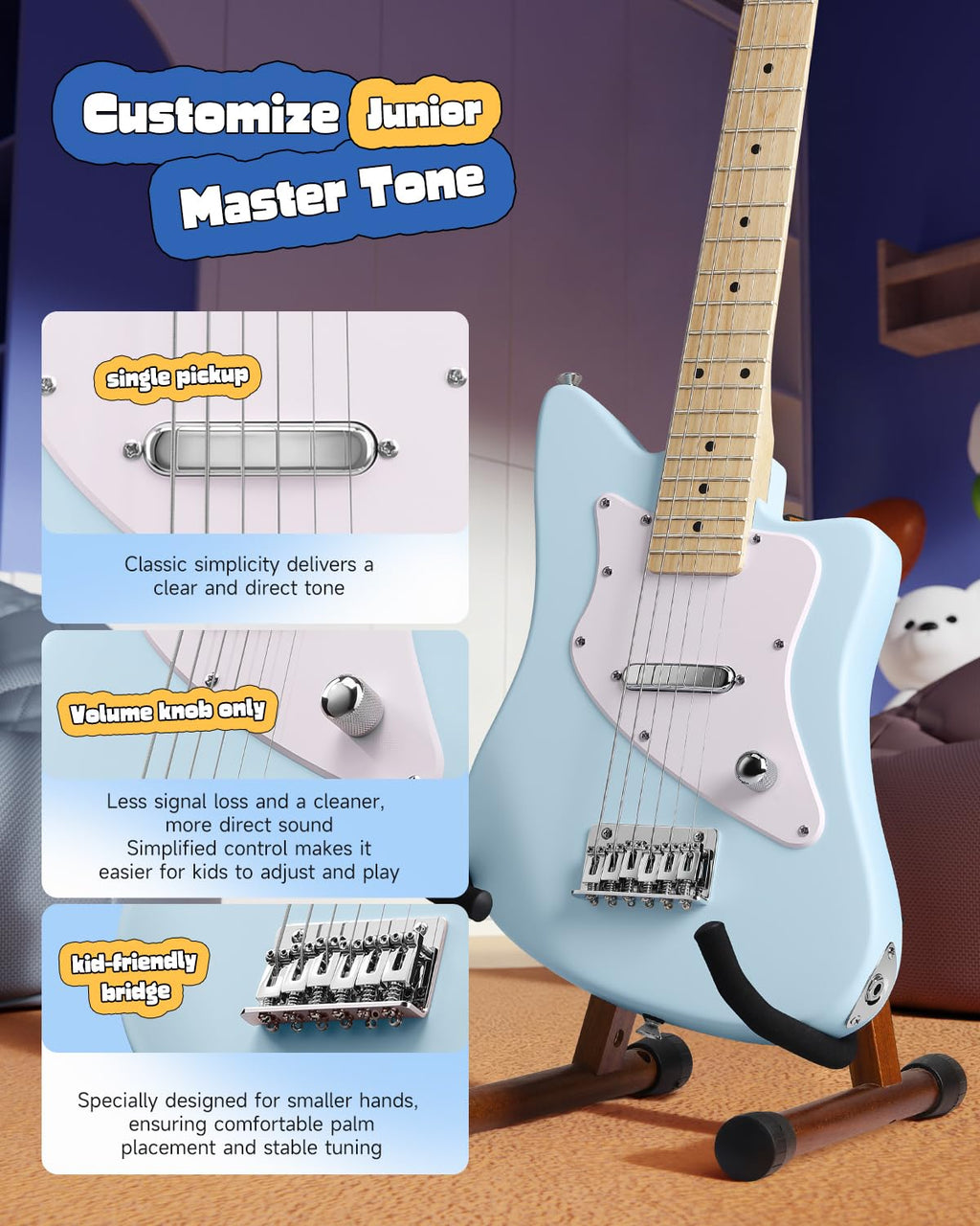30 Inch Kids Electric Guitar Beginner Kit Blue Z2356