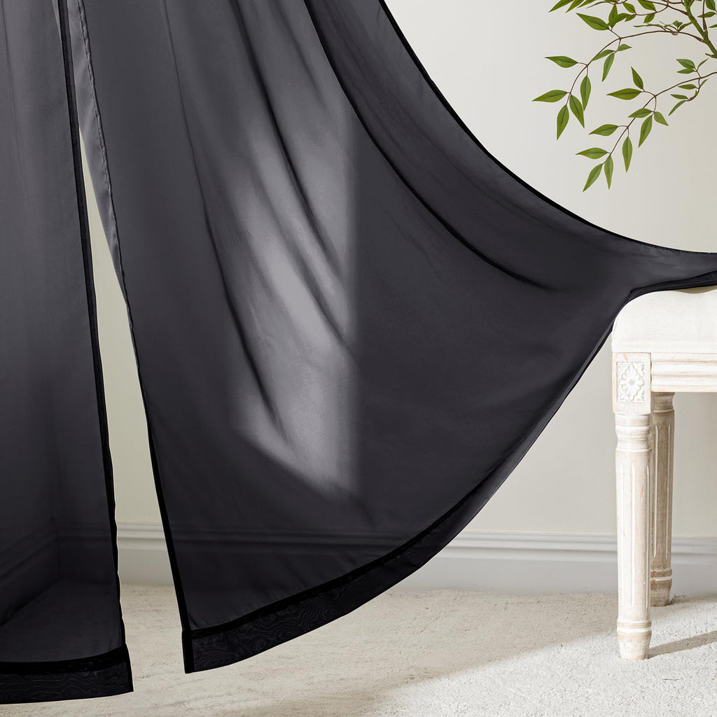 Black Sheer Curtains 84 Inches Long 4 Panels U883