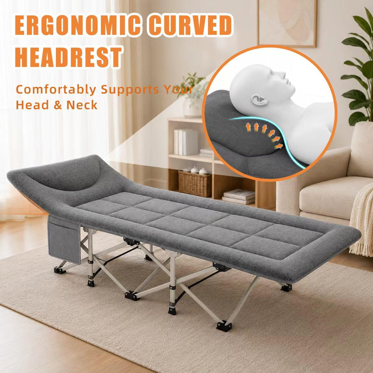 Heavy Duty Camping Cot with Mattress E313