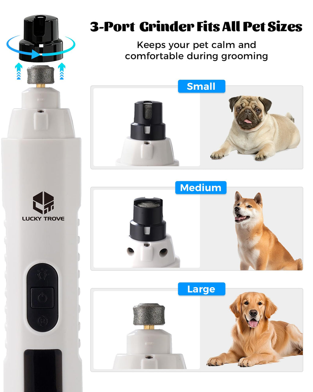 Silent Dog Nail Grinder 5 Speeds with dual LED Lights Q777