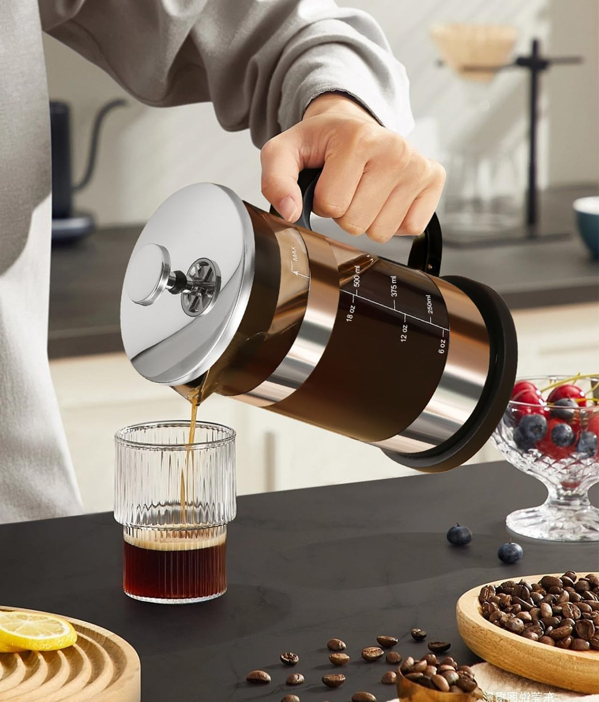 French Press Coffee Maker 21 oz Borosilicate Glass Z341445