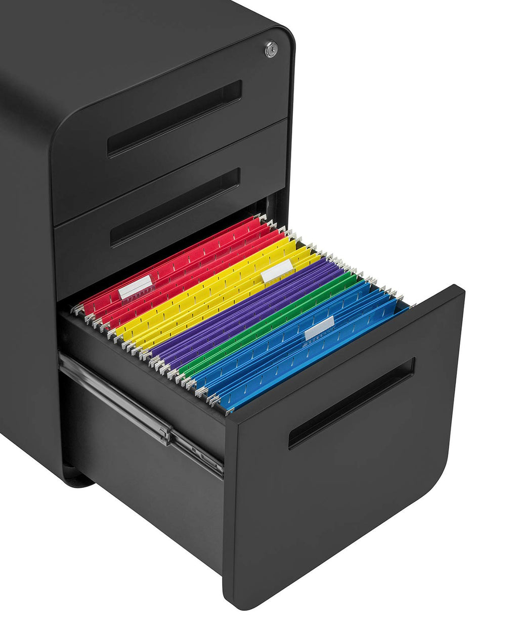 3 Drawer Black Metal File Cabinet with Lock V473