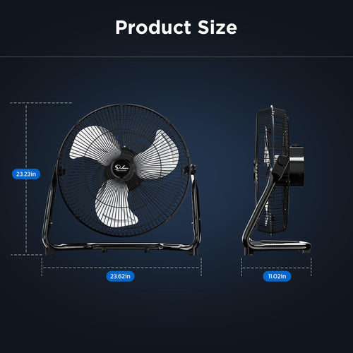 20 Inch 3-Speed High Velocity Metal Industrial Floor Fan, Black I6477