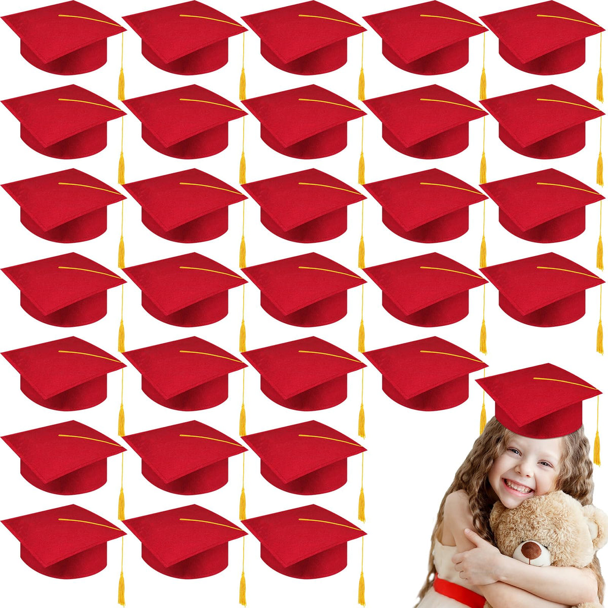 30 Pcs Child Size Felt Graduation Caps G99950