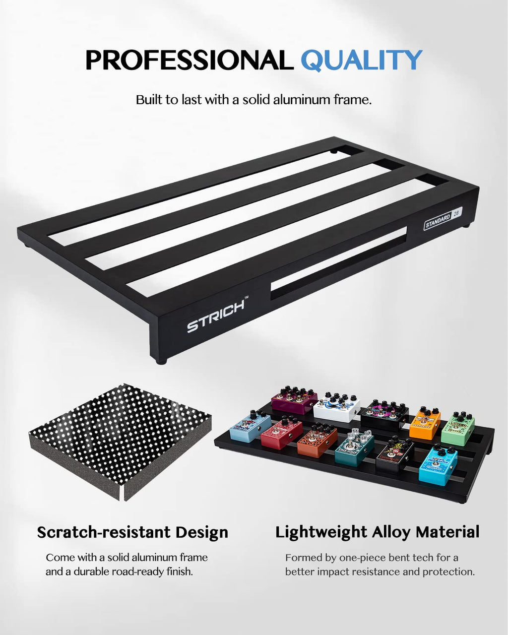 Aluminum Alloy Lightweight 28'' x 13.78'' Extra Large Guitar Pedal Board with Carry Bag W14246