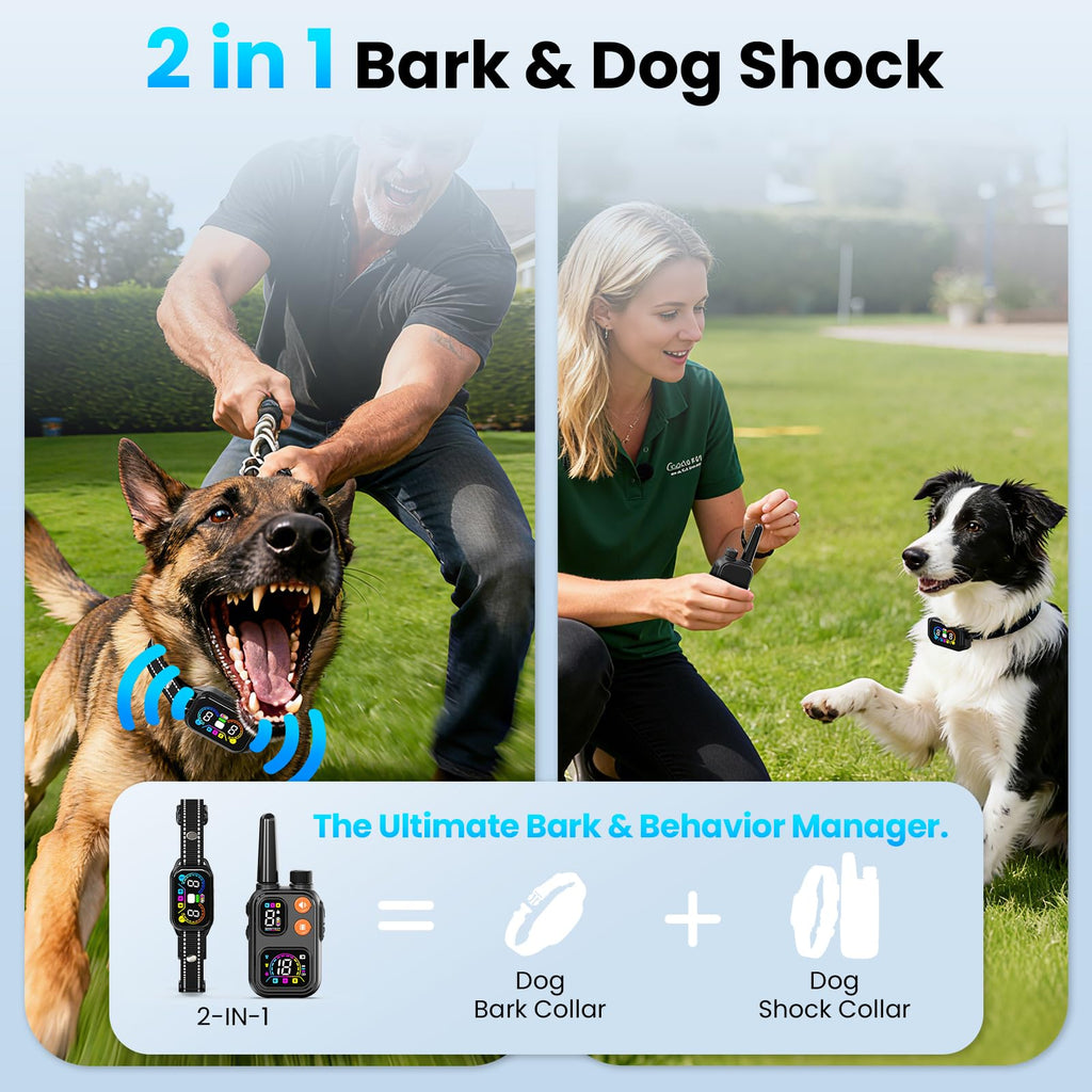 2-in-1 Dog Bark Collar with Remote, 3 Modes, IP67 Waterproof T91124