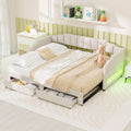 Linen Upholstered Daybed with Trundle and 2 Storage Drawers J88594