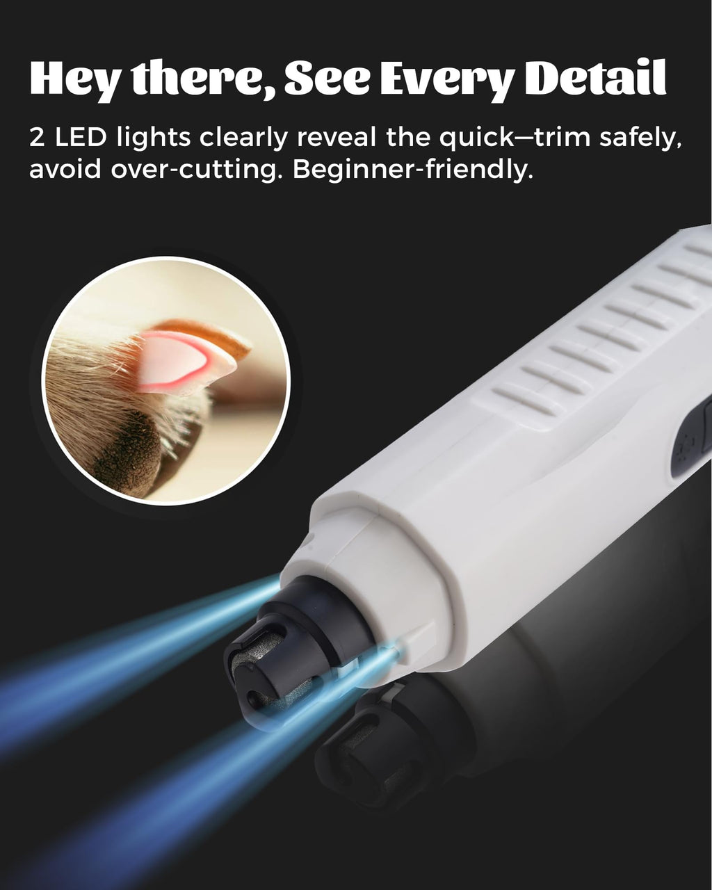 Silent Dog Nail Grinder 5 Speeds with dual LED Lights Q777