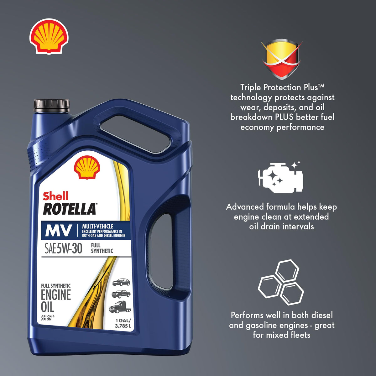 Full Synthetic 5W-30 Diesel Engine Oil, 1 Gallon (3 Pack) Q175