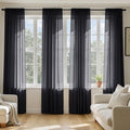 Black Sheer Curtains 84 Inches Long 4 Panels U883