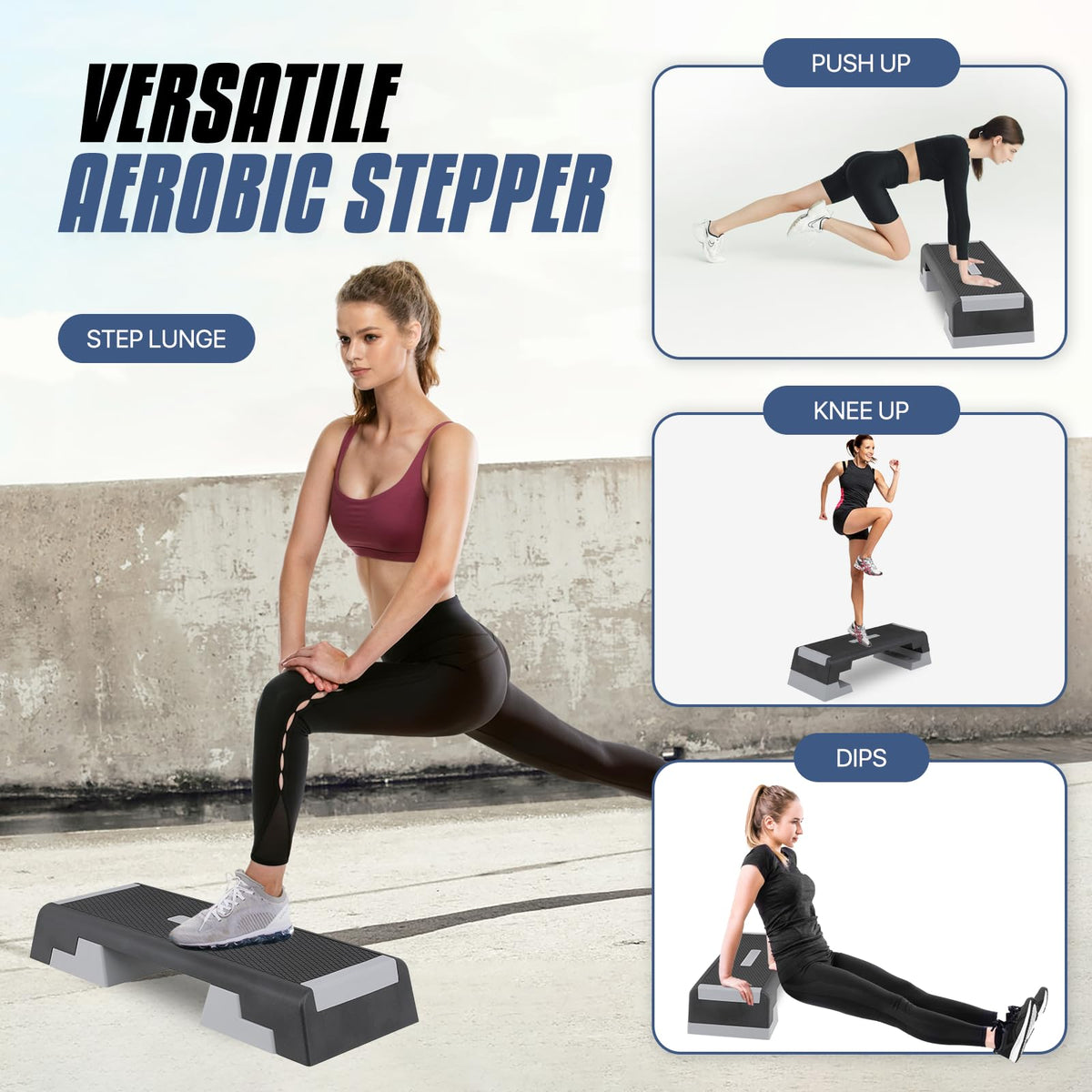 Aerobics Stepper Platform with Stackable Risers P13052