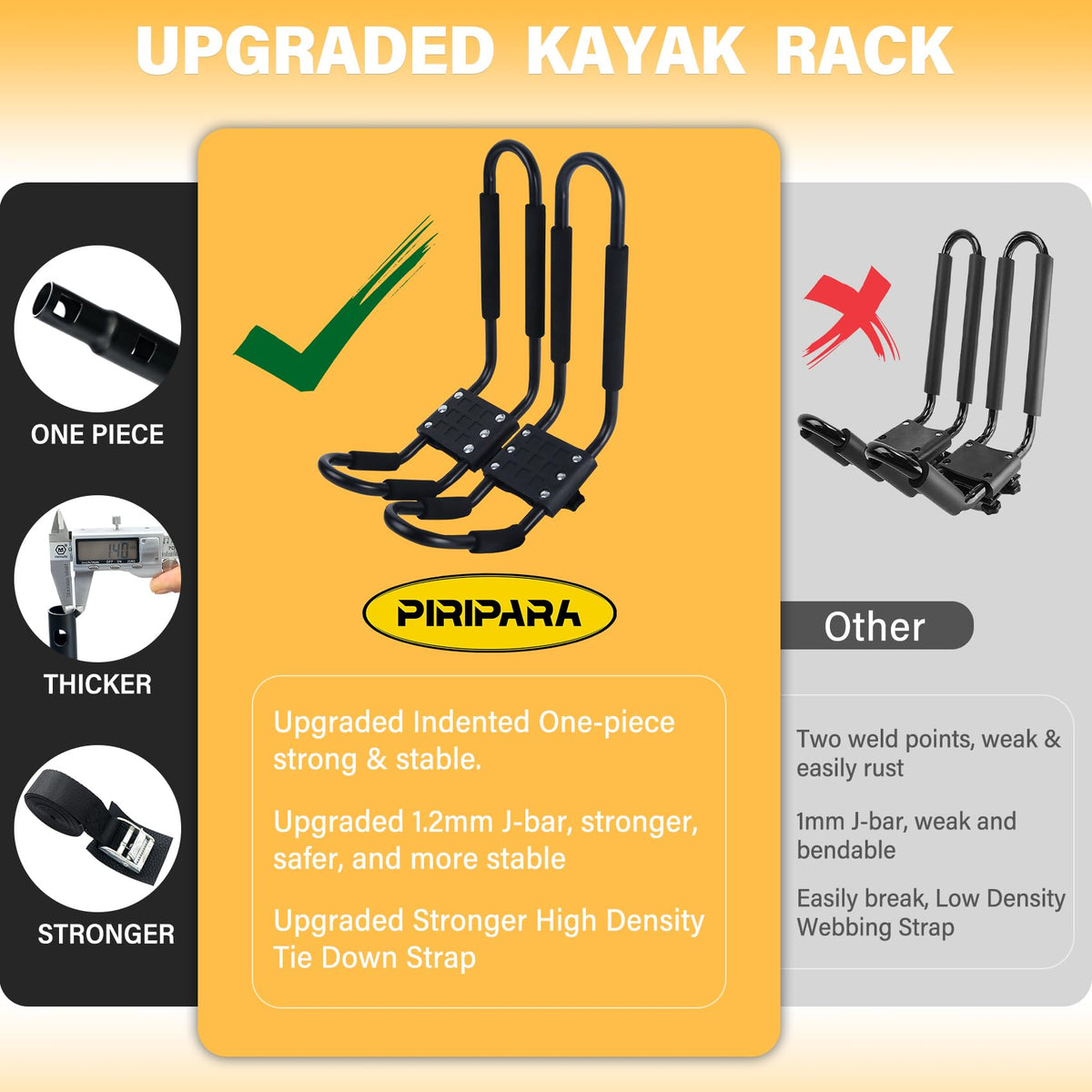 2 Pairs J-Bar Kayak Roof Rack Set of 4 W872246