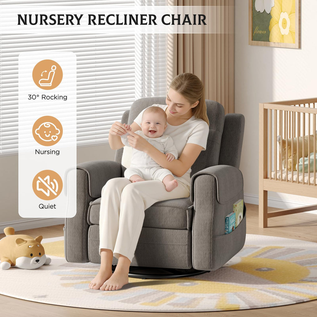 Faux Shearling Recliner Chair Grey H370911