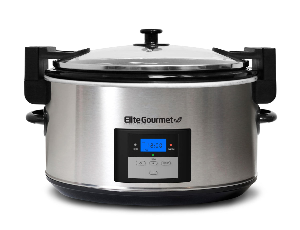 8.5-Quart Stainless Steel Programmable Slow Cooker with Locking Lid P446250