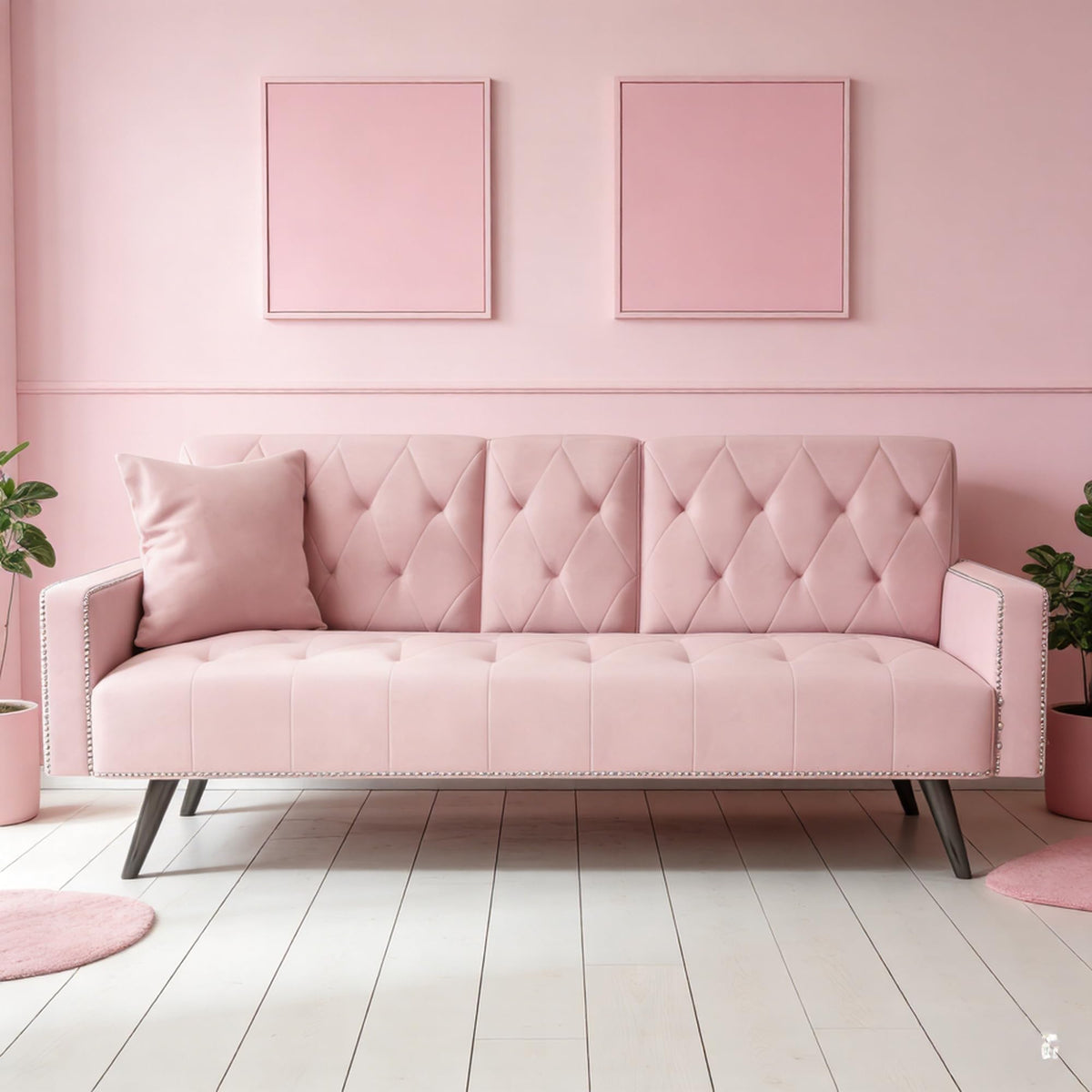 Pink Velvet Futon Sofa Bed B195027