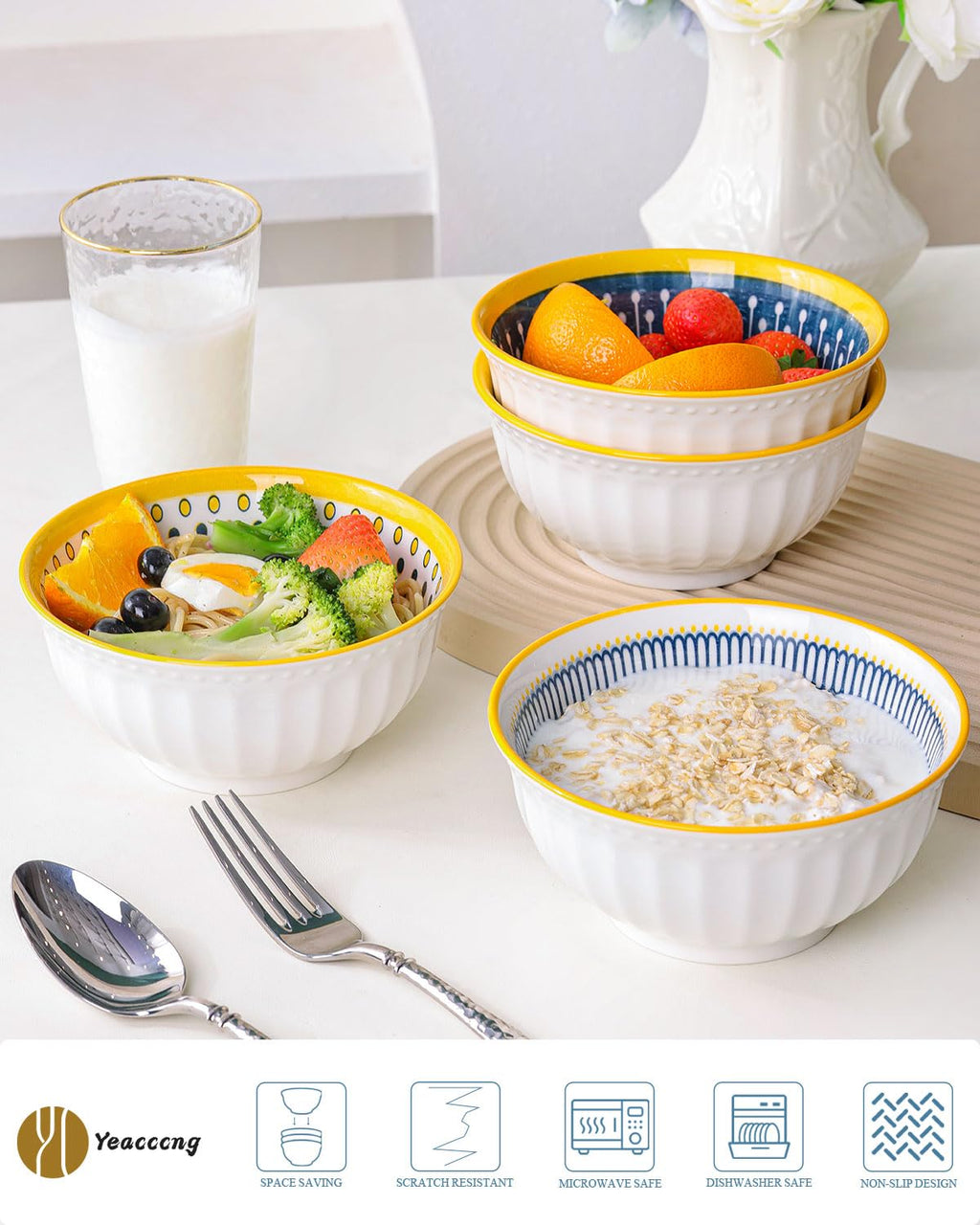 Bohemian Ceramic Bowls Set of 4 P7502