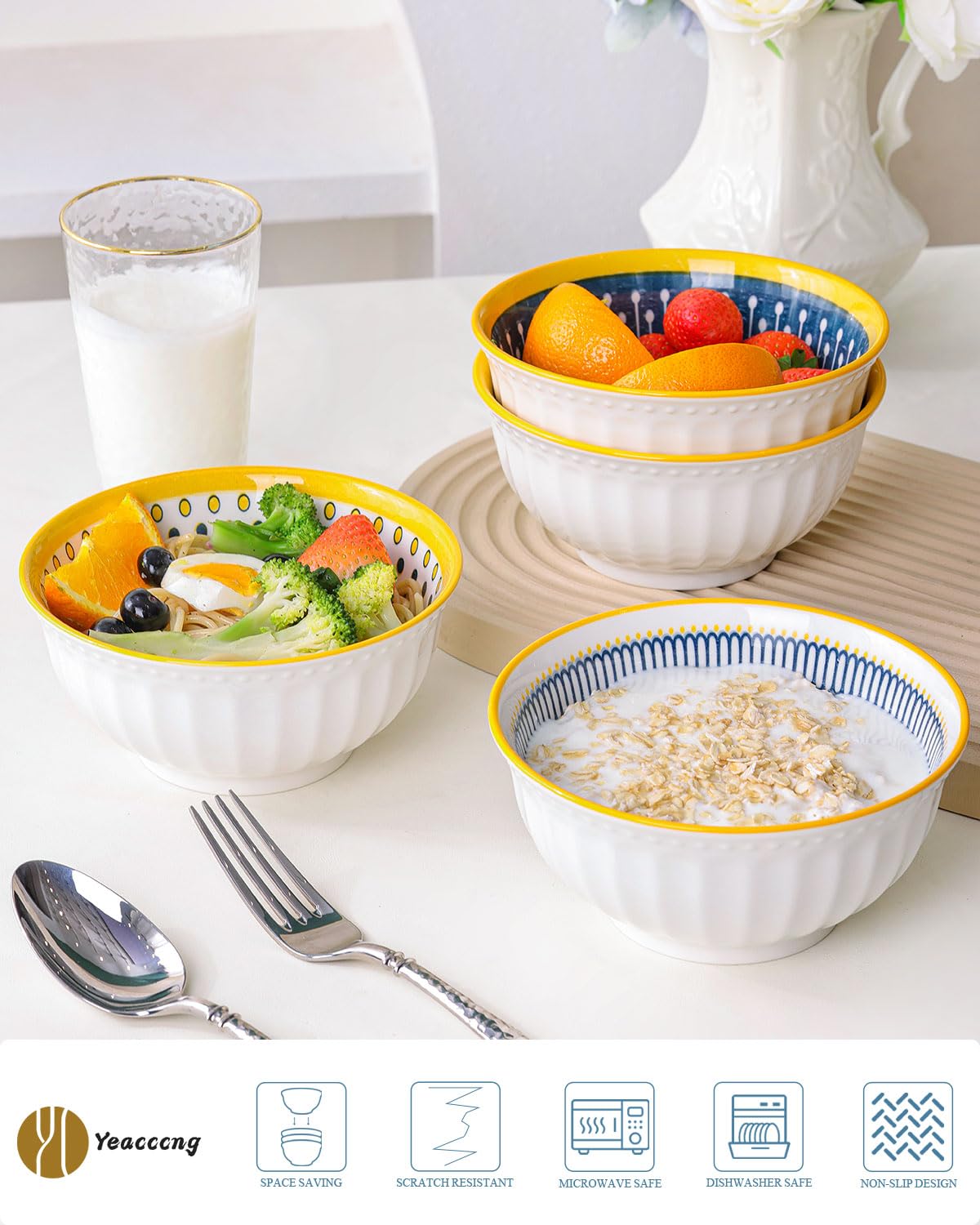 Bohemian Ceramic Bowls Set of 4 P7502