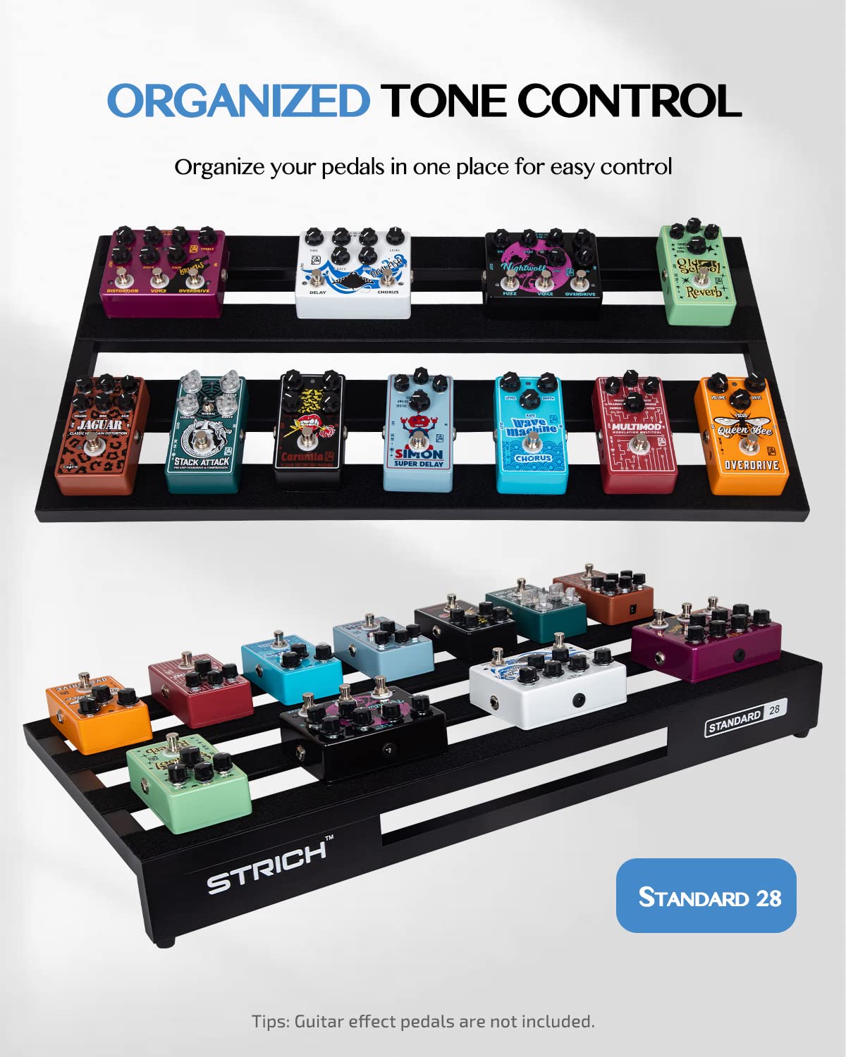 Aluminum Alloy Lightweight 28'' x 13.78'' Extra Large Guitar Pedal Board with Carry Bag W14246