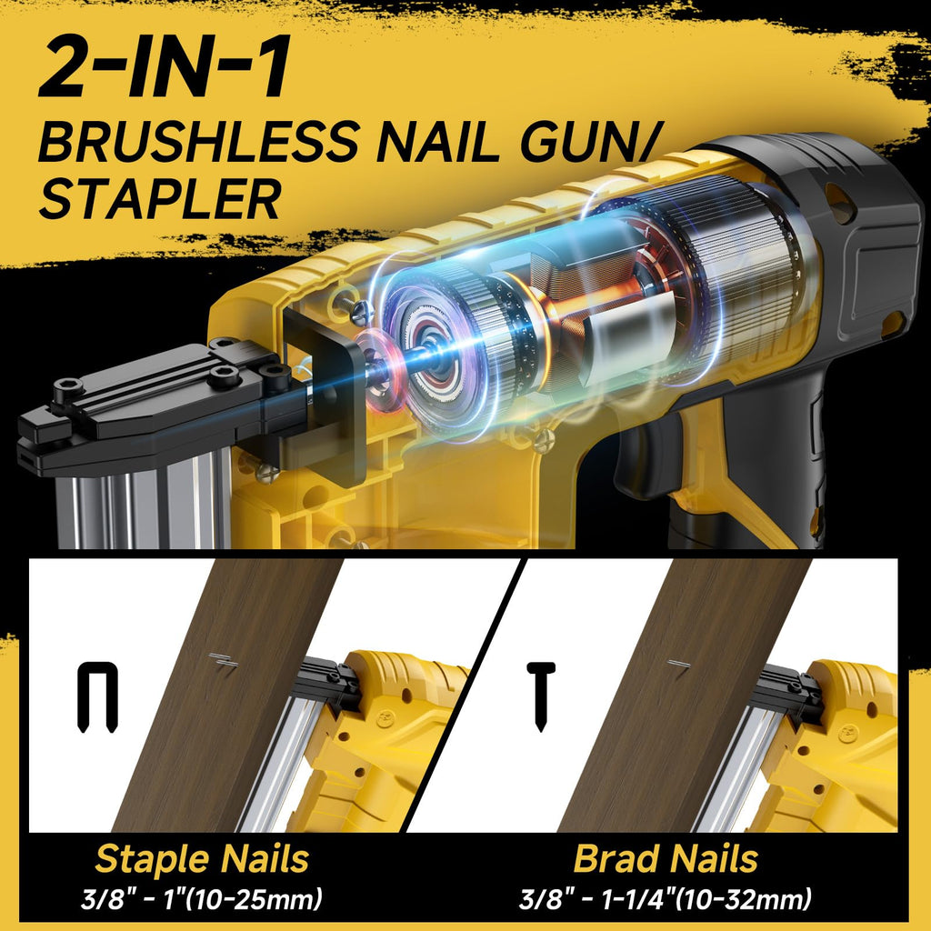 Cordless 18GA Brad Nailer & Stapler with 1000 Nails & Staples P1535