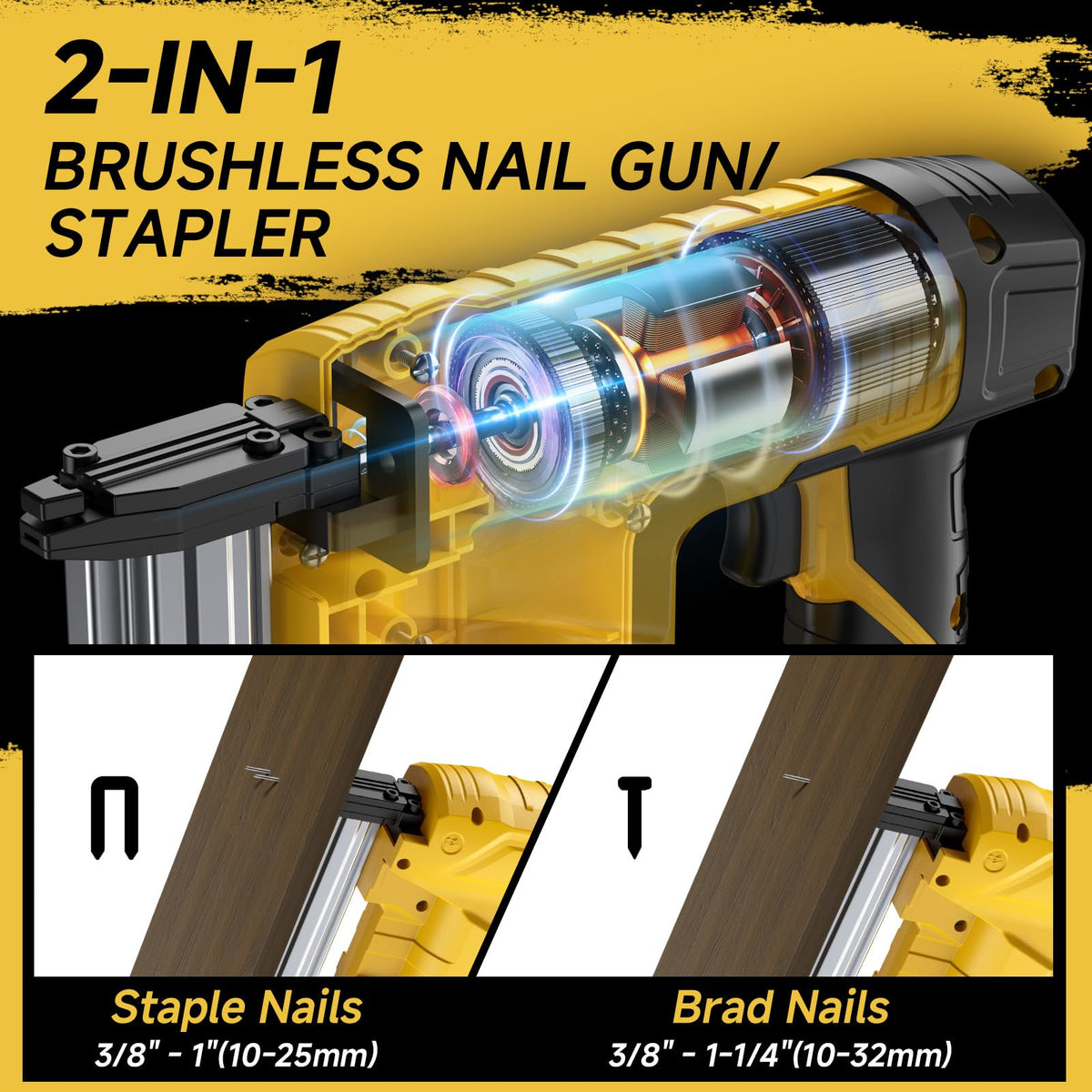 Cordless 18GA Brad Nailer & Stapler with 1000 Nails & Staples P1535