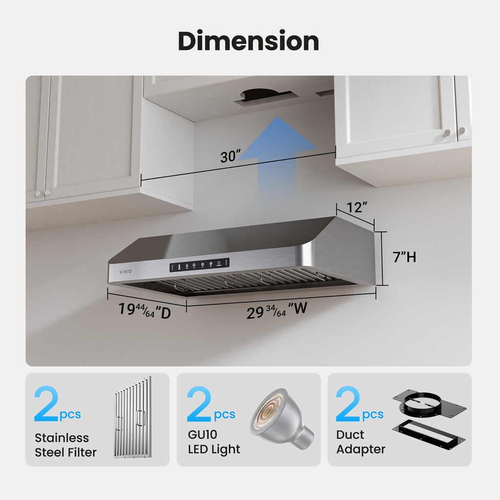 30 Inch 980 CFM Stainless Steel Under Cabinet Range Hood S64782